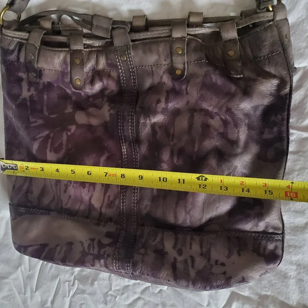 Leather cowgirl western equestrian hobo bag purse tiedye black brown purple gray